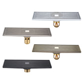 8x30cm Extended Full Copper Strip Floor Drain, Style: